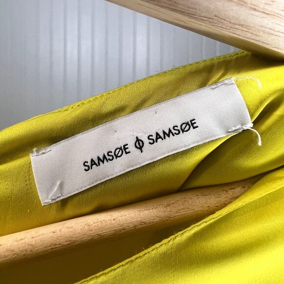 Samsoe and Samsoe Ono Long Sleeve Yellow Dress Tie Front Sulphur Spring Zip - Picture 5 of 12